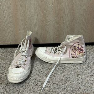 Converse Women's Chuck 70 High Embroidered Florals Blush Hush Pink Size 7 Boho
